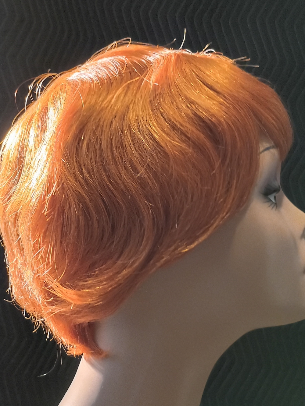 Short Layered Women's Wig in Vibrant Copper Red